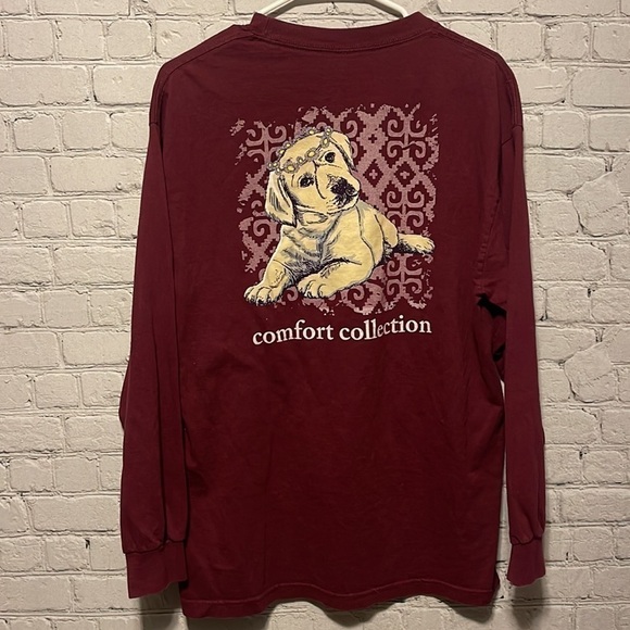 COMFORT Collection Long Sleeve Burgundy Red Dog Golden Retriever Size Medium - Picture 3 of 3